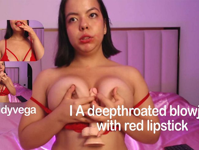 Download: CassidyVega - ein tiefer Kehlkopf-Blowjob mit rotem Lippenstift