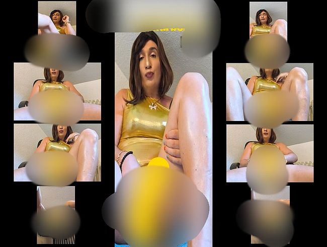 Download: DivyStylez - Wichsrausch im goldfarbenem Kleid - wieder eine ordentliche Ladung