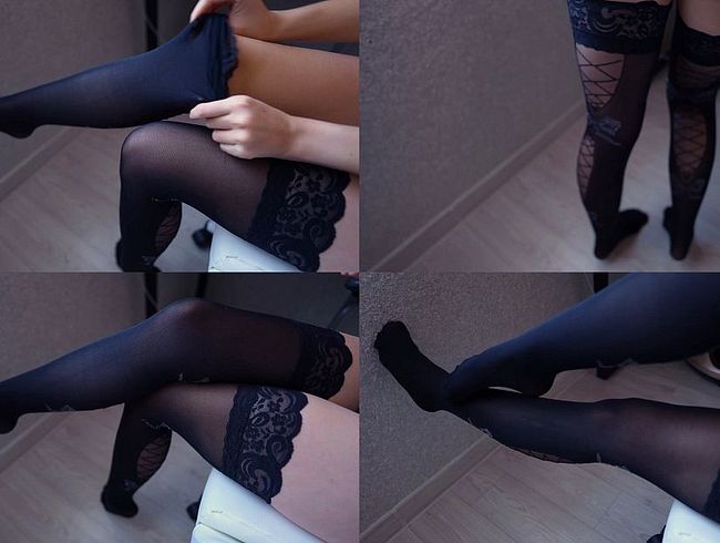 Download: HOTSEXTAPE - Beine Fetisch! Schwarze Strümpfe Necken! Perfekte Lange Beine