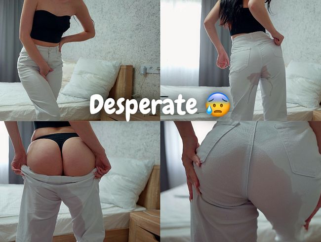 Download: HOTSEXTAPE - Verzweiflung in weiße Jeans pinkeln! Im Stehen pissen!!