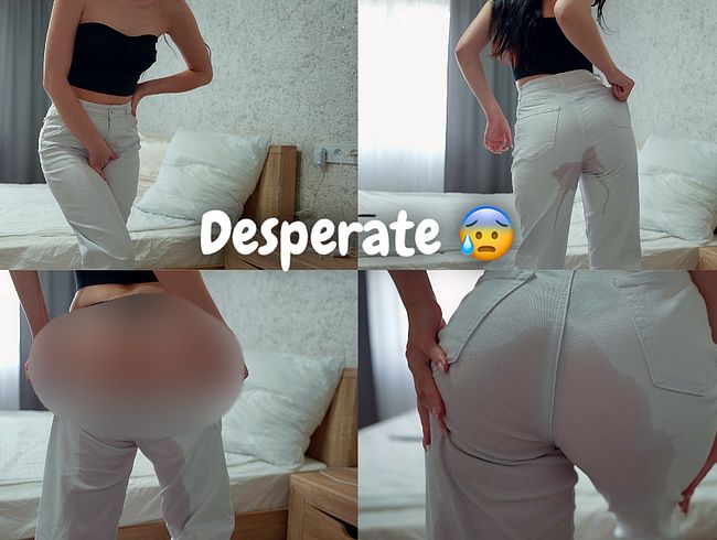 Download: HOTSEXTAPE - Verzweiflung in weiße Jeans pinkeln! Im Stehen pissen!!