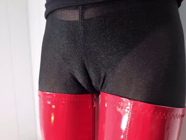 Download: Lady-Amy - Rote Overknees ASMR - in geiler Leggings - höre genau hin... es wird Dir gefallen