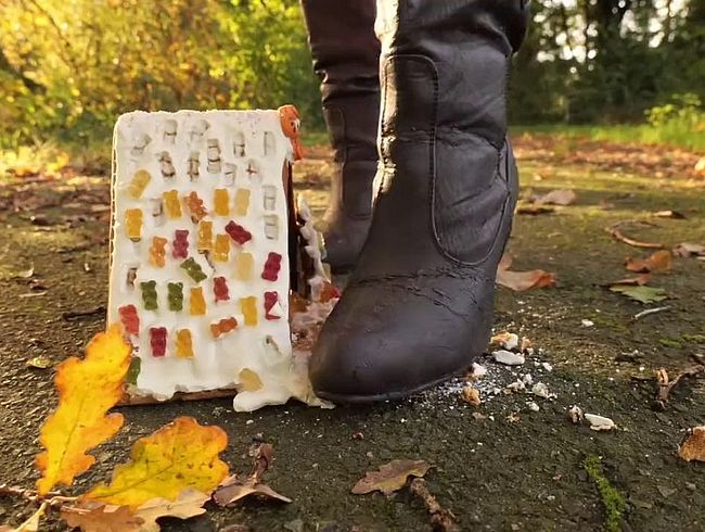 Download: Lady-Amy - Pfefferkuchenhaus crushing - foodcrushing in pinker Leggings