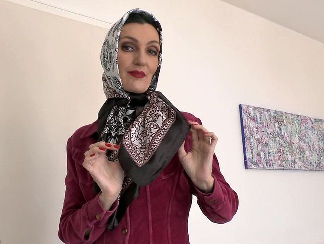 Download: LadyVictoria - Demonstration schöner Satin Kopftücher, Joi, Lady Victoria
