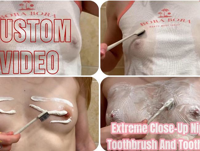 Download: Lil_Alice - Extreme Nahaufnahme: Nippel werden mit Zahnbürste und Zahnpasta geärgert.