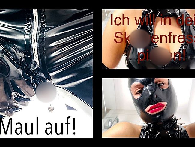 Download: MissNicole - Ich will in deine Sklavenfresse pissen! Maul auf! Die totale Erniedrigung!