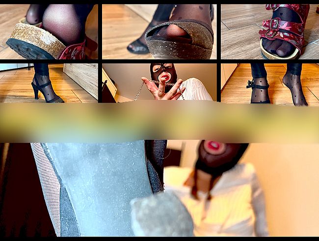 Download: MissNicole - Sklave spannt heimlich, während ich aufräume. Dann muss er mit Absatz im Maul wichsen! Userwunsch!