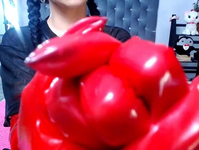 Download: Nina_Bond - trägt rote Latexhandschuhe für Fi$tu