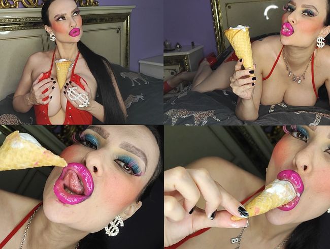 Download: Princess18xxx - Großlippige Tussi mit glänzendem Lippenstift isst Eis