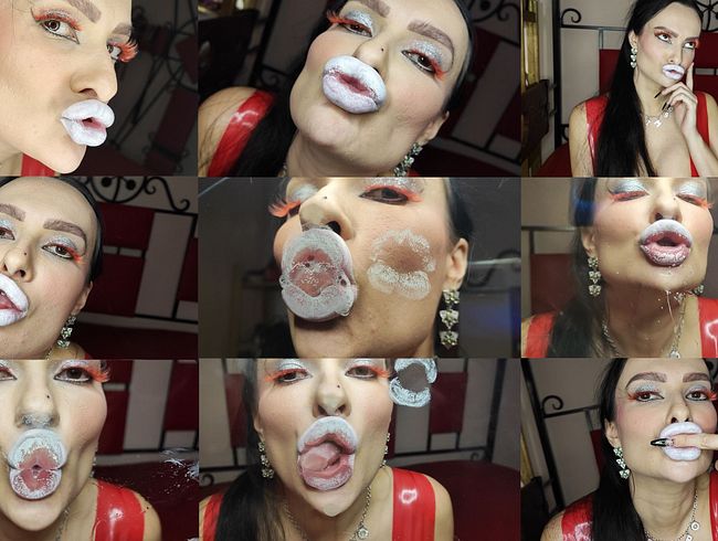 Download: Princess18xxx - Zungenküsse mit weißem Lippenstift von der perfekten Latex-Tussi