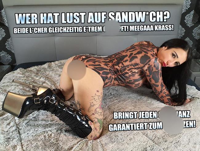 Download: QueenParis - Wer hat Lust auf Sandwich? Beide Löcher Extrem gleichzeitig Gestopft!