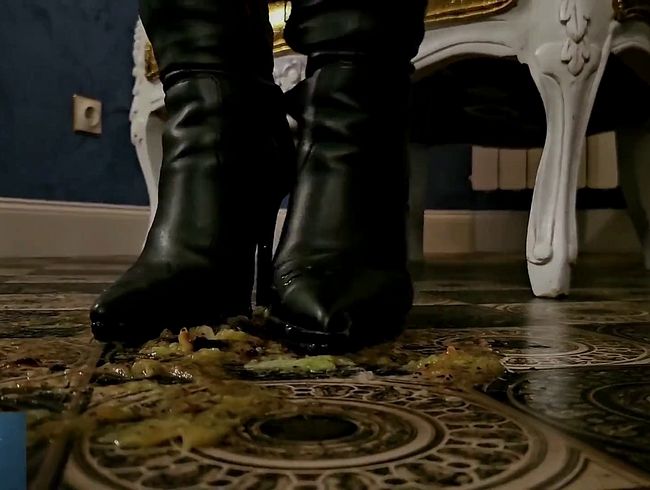 Download: Strict_Senz - Femdom Spitting Food Crushing Feeding by German Mistress in Leather Heels Part 2