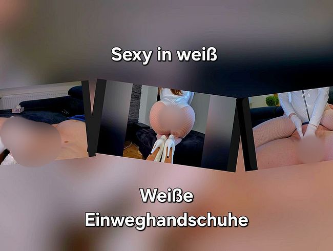 Download: SweetSoul24 - Sexy Schwanzmassage im weißen Lackoutfit und weißen Einweghandschuhen !