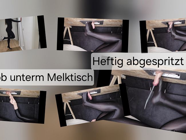 Download: SweetSoul24 - Sexy Footjob im Nylonsuit unterm Melktisch ! Krasser Orgasmus !