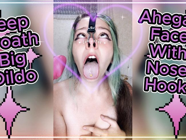 Download: Sweet_Sansarella - Deep Throath, großer Dildo und Ahegao-Gesicht mit Nasenhaken