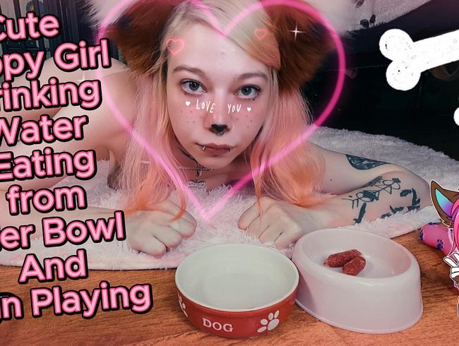 Download: Sweet_Sansarella - Cosplay-Mädchen trinkt und isst aus ihrer Schüssel und hat Spaß beim Spielen