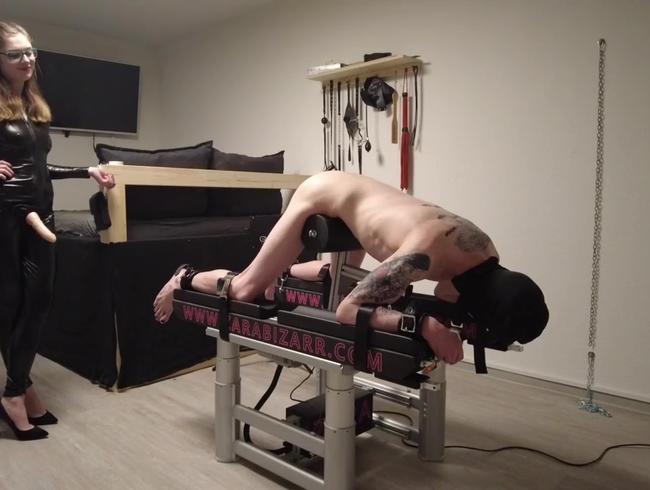 Download: Zara-Bizarr - Erste Strapon Action auf dem neuen Strafbock - Bück dich Sklave