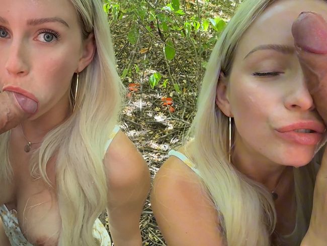 Download: baebaezoe - Blonde Schlampe gibt Outdoor Blowjob mit Facial