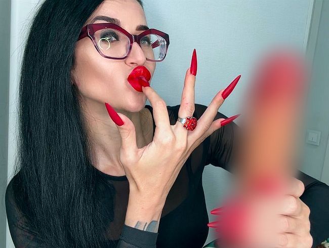 Download: juliadomaina - ROTE matte Farbe. Lange Nägel, Handflächen, Handjobs mit Spucke