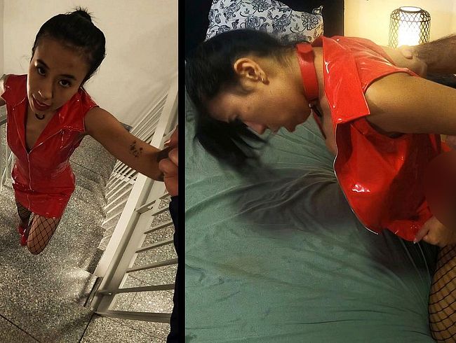 Download: old-guy - Old-Guy fickt dieses kleine aber geile asiatische Fickluder in rotem Latex-Kleid und High-Heels!