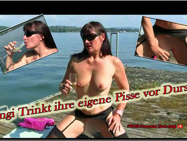 Download: sexiluder - Angi, dass Piss-Luder trinkt ihre eigene warme Pisse beim Sonnenbaden vor Durst..